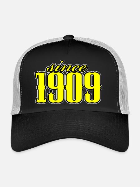 depuis 1909 (jaune) - Casquette trucker  - noir/gris pierre - Devant