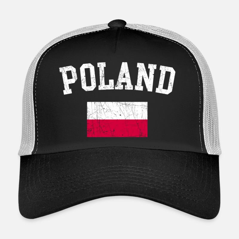 Poland Flag Arch Typography - Trucker Cap - black/stone grey