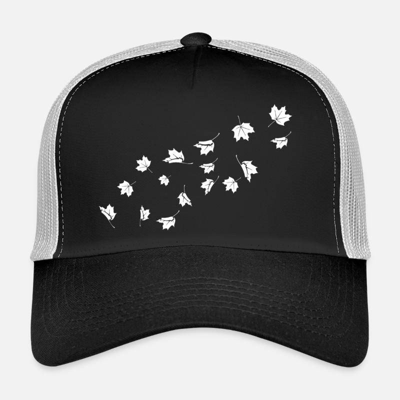 Minimalist maple leaves blowing in the wind Trucker Cap