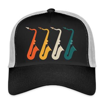 Saxophon Saxophon Saxophon - Trucker Cap - Schwarz/Steingrau - Vorne