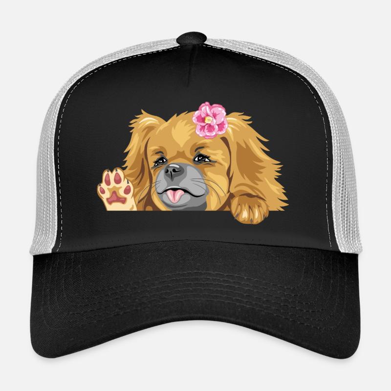 Chien pékinois agitant Casquette trucker 