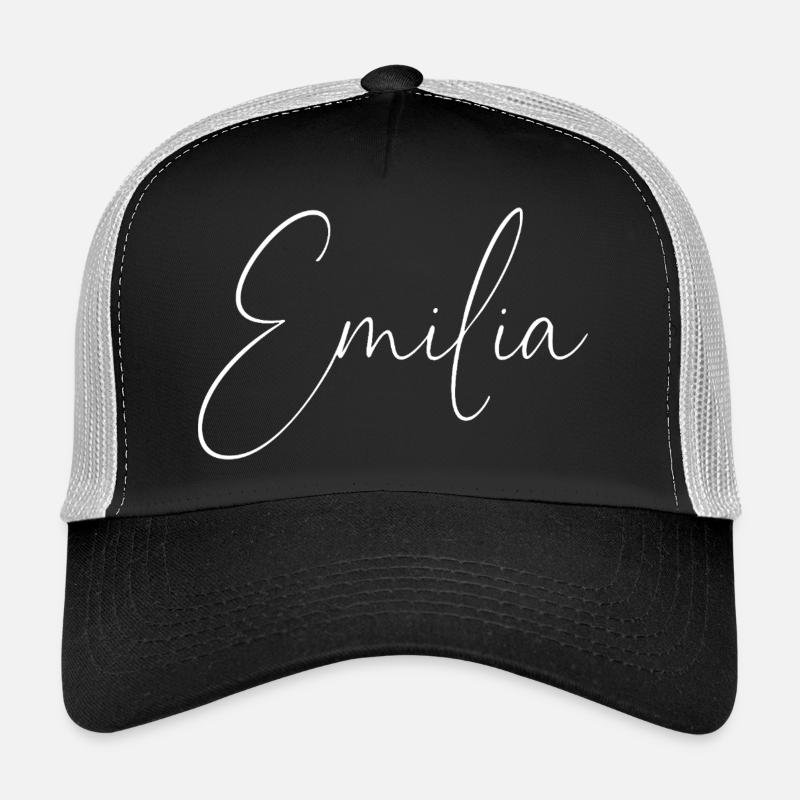 Emilia / Handwriting Design Personalized (White) - Trucker Cap - black/stone grey