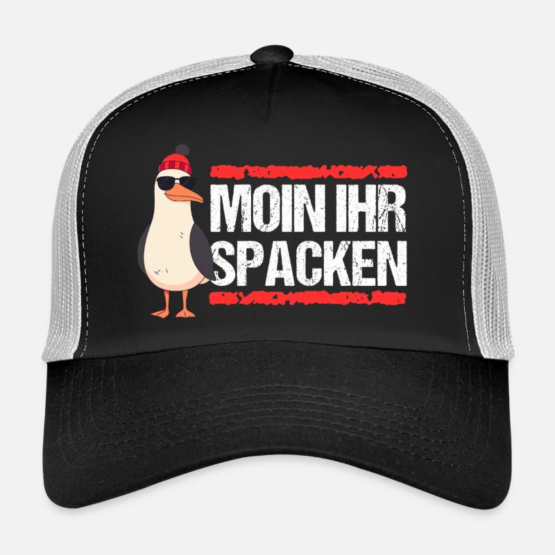 Hamburg Moin Spacken Nordsee Hamburger Möwe Lustig - Trucker Cap - Schwarz/Steingrau