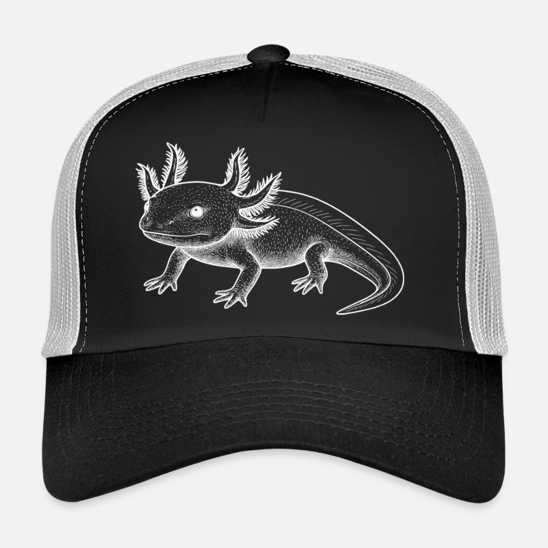 Axolotl Line Style – White Trucker Cap