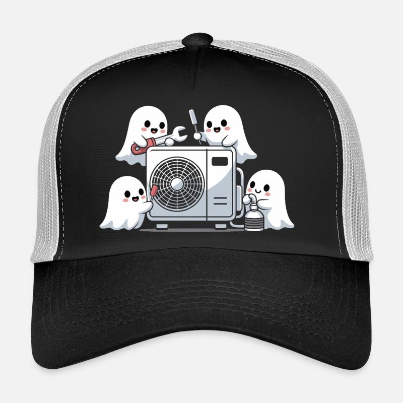 Halloween HVAC Geist Lustiges Klima Technik Motiv Trucker Cap