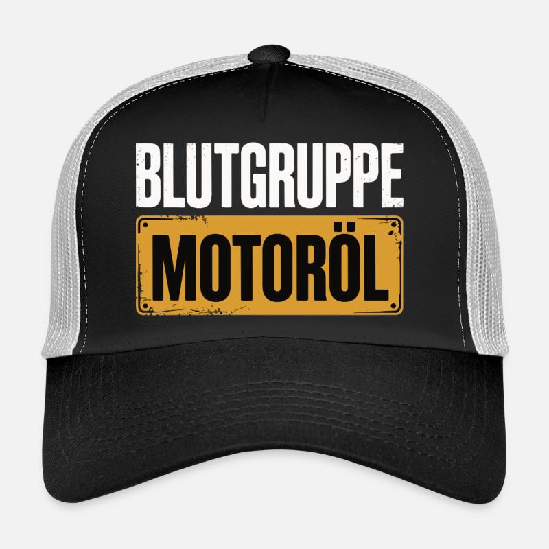 Blood Type Engine Oil Screwdriver Design Trucker Cap