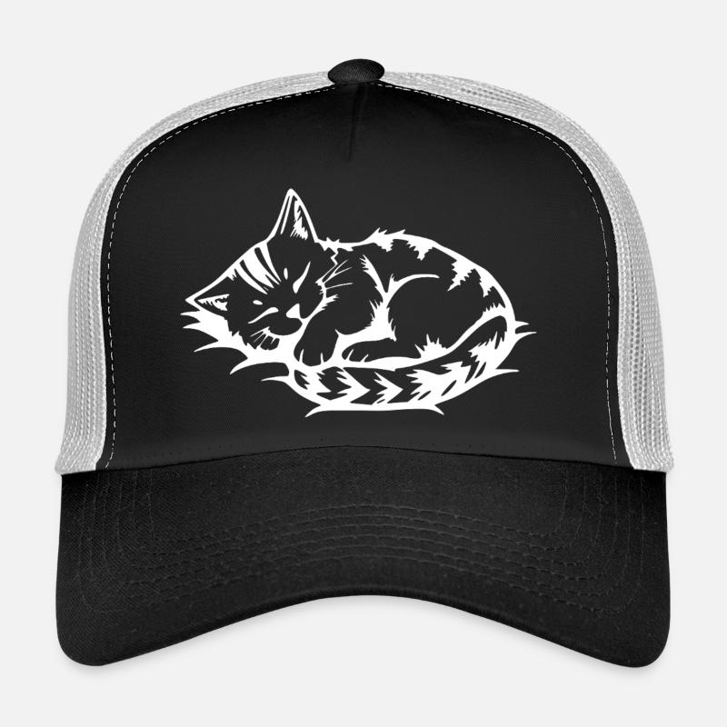 Chat Blanc Endormi Casquette trucker 