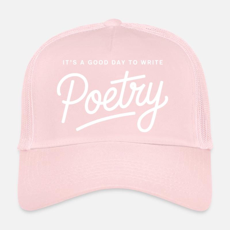 Poetry Script on Black Background Trucker Cap