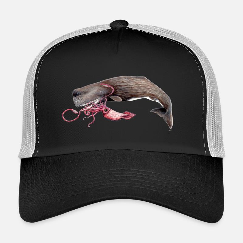Mit Tintenfisch Pottwal - Pottwal - Cachalot - Trucker Cap - Schwarz/Steingrau