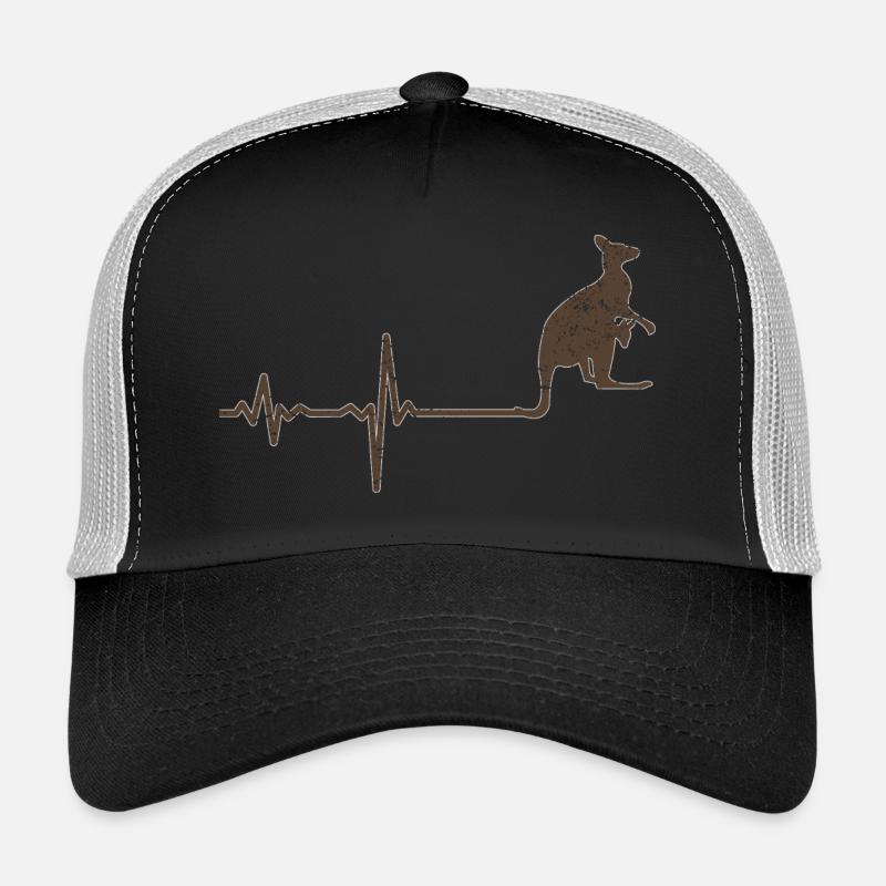 Geschenk Heartbeat Känguru - Trucker Cap - Schwarz/Steingrau