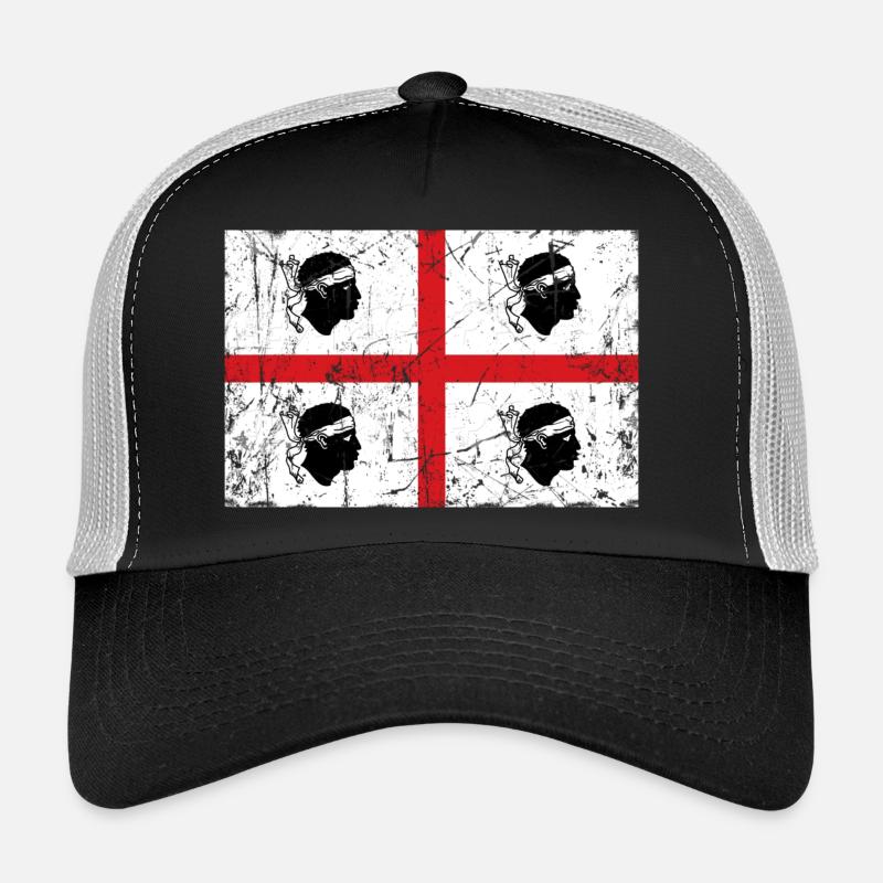 Sardinien Flagge Vintage-Effekt - Trucker Cap - Schwarz/Steingrau