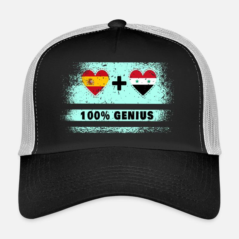 Spain and Syria flag 100% genius Trucker Cap