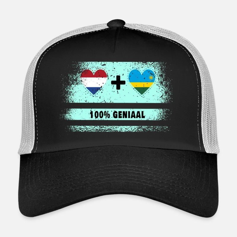 Rwanda et Pays-Bas 100% Genius flag Casquette trucker 