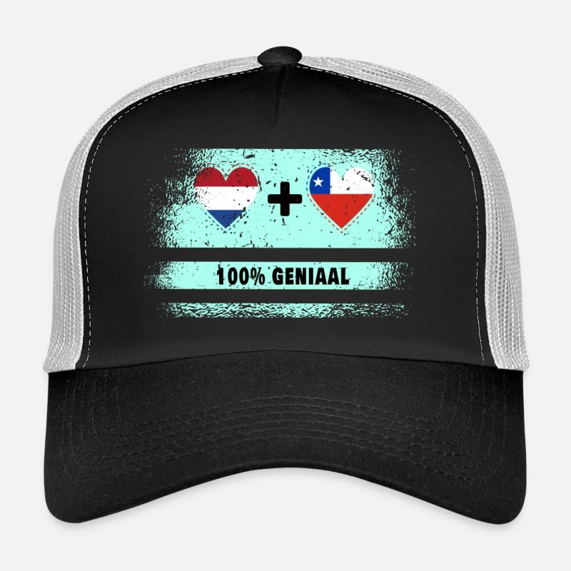 Drapeau 100% Genius du Chili et des Pays-Bas Casquette trucker 