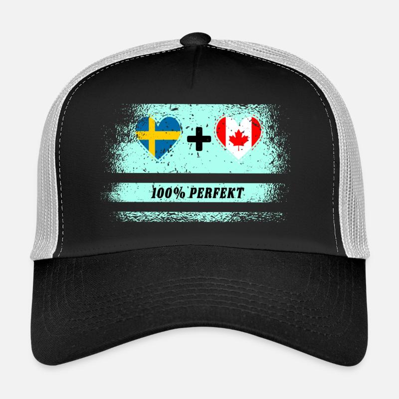 Kanada & Schweden 100% perfekt / Geschenk - Trucker Cap - Schwarz/Steingrau