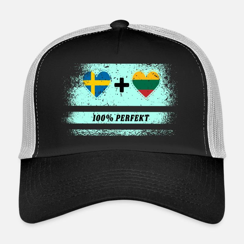 Litauen und Schweden 100% perfekt / Geschenk - Trucker Cap - Schwarz/Steingrau