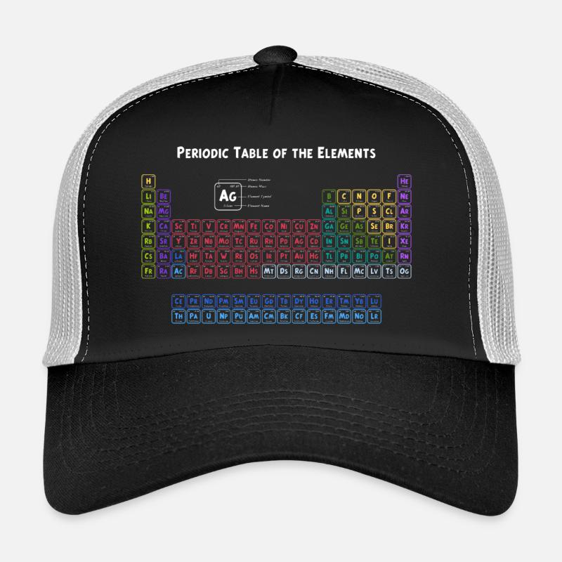 Tableau périodique des éléments - Casquette trucker - noir/gris pierre