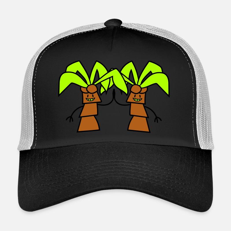 2 drôle mignon palmiers salutation équipe de visage comique Casquette trucker 