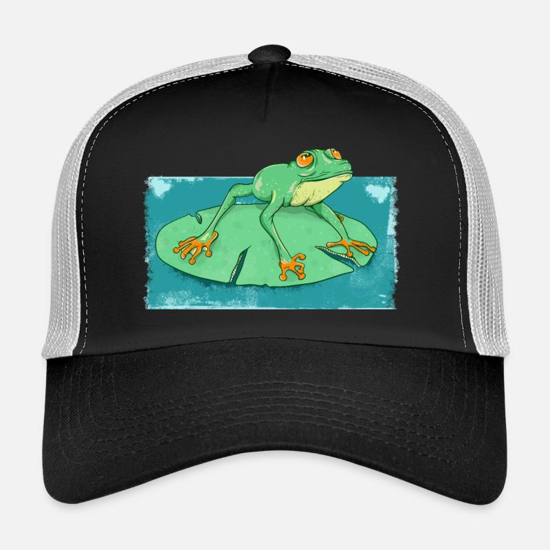 Cute geen frog in a pond Trucker Cap