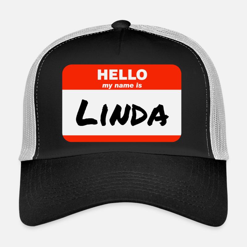Hello My Name Is Linda Label Name Tag Trucker Cap