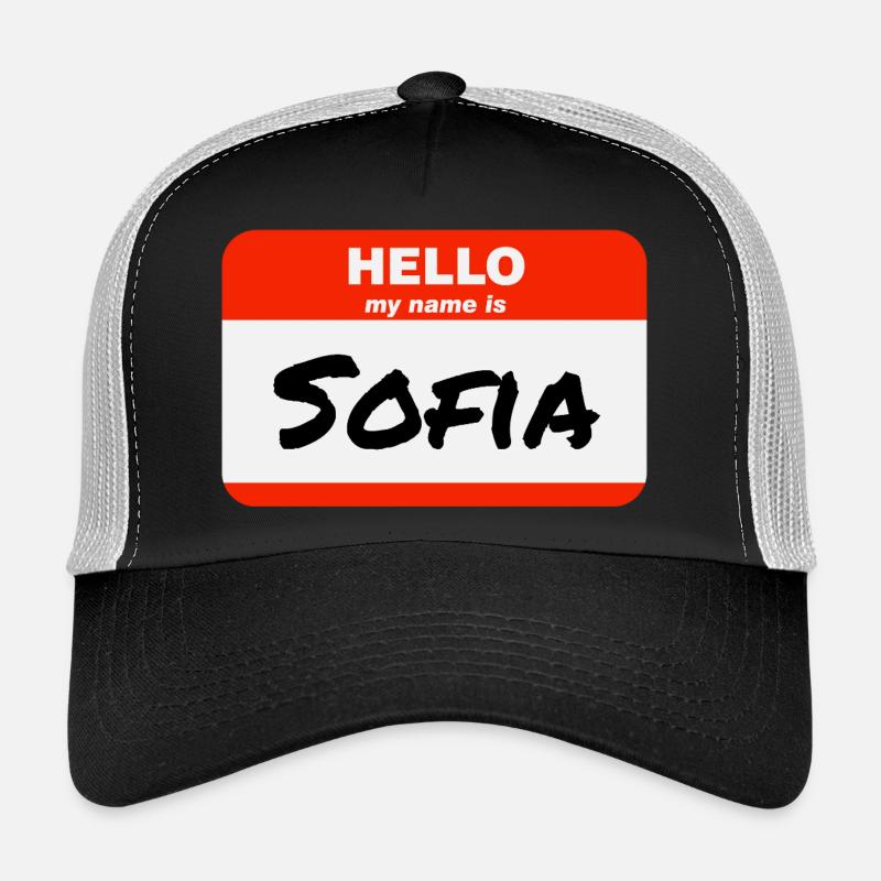 Bonjour, je m’appelle Sofia Étiquette Nom Étiquette Casquette trucker 