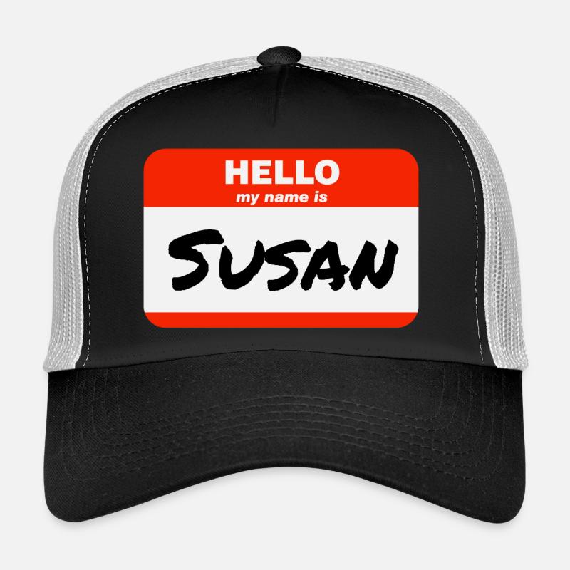 Hello My Name Is Susan Label Name Tag Trucker Cap
