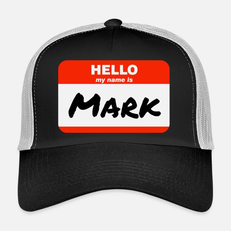 Hello My Name Is Mark Label Name Tag Trucker Cap