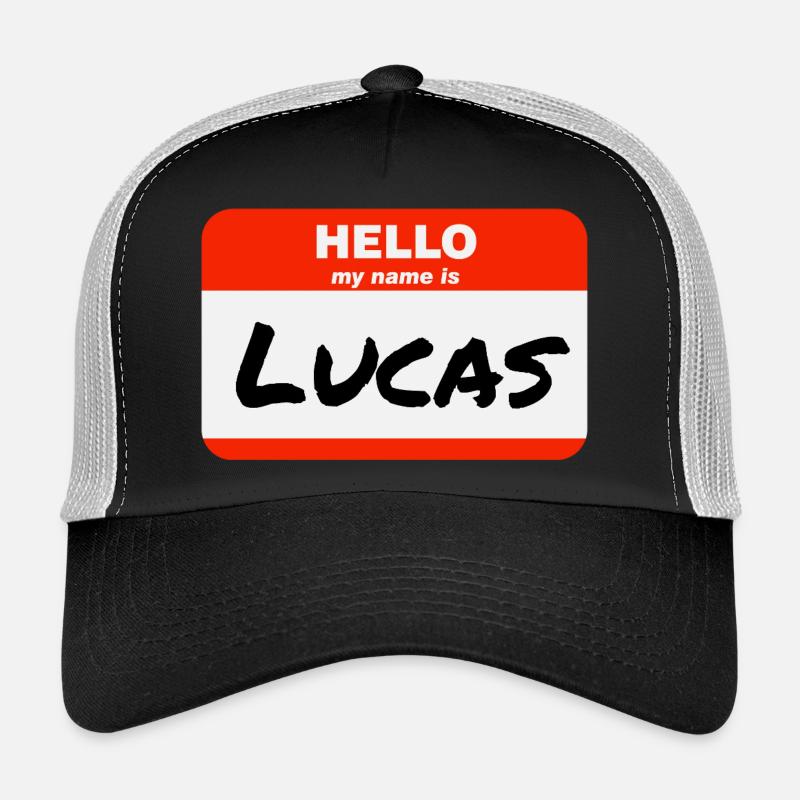 Hello My Name Is Lucas Label Name Tag Trucker Cap