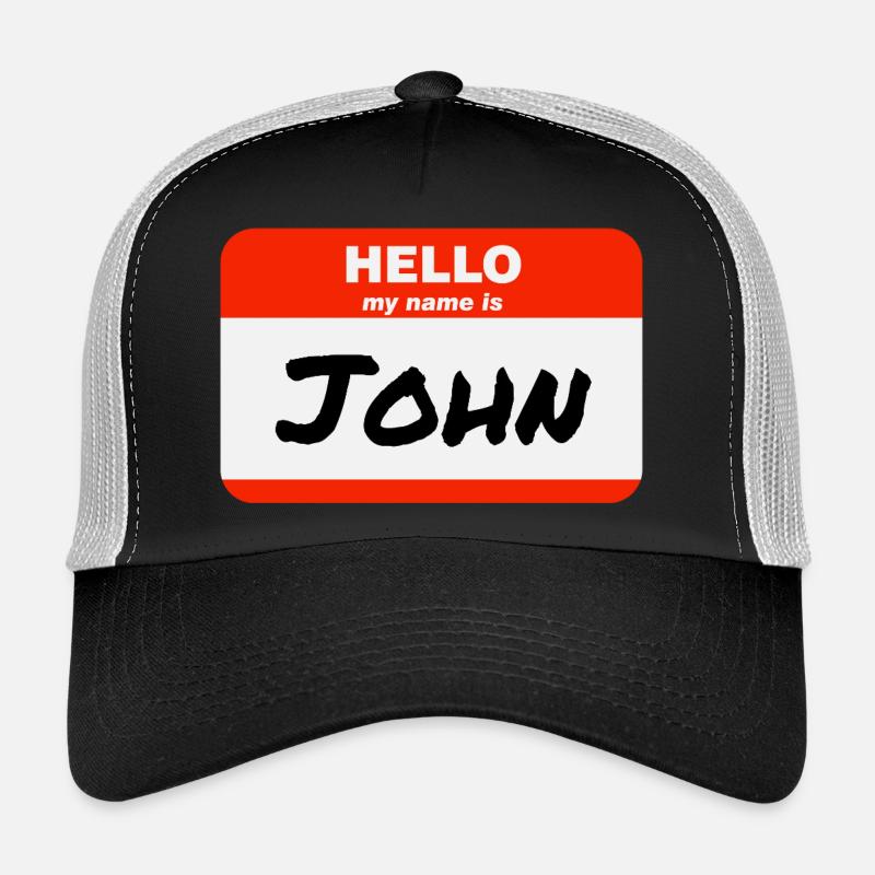 Hello My Name Is John Etikett Namensschild Trucker Cap