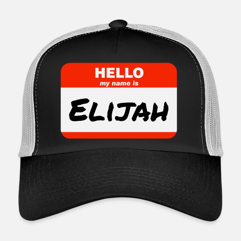 Hello My Name Is Elijah Label Name Tag Trucker Cap
