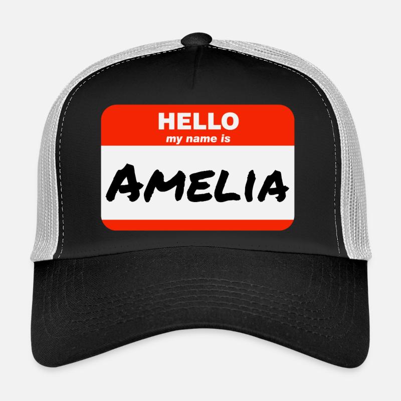 Hello My Name Is Amelia Label Name Tag Trucker Cap
