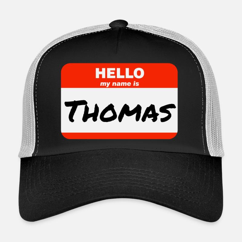 Hello My Name Is Thomas Label Name Tag Trucker Cap