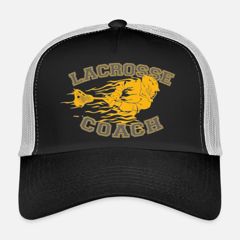 Flaming Lacrosse Coach Dynamic Sports Graphic Tee Trucker Cap