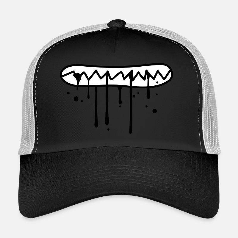 eat hunger face bite teeth crunch to Trucker Cap