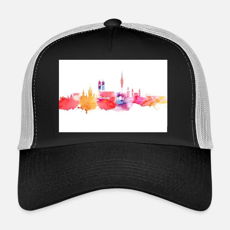 München in Wasserfarben - Trucker Cap - Schwarz/Steingrau