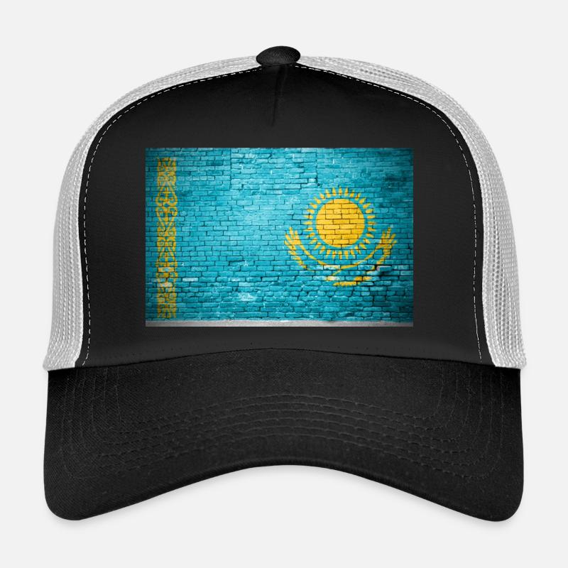 Affiche de graffiti de drapeau de mur de brique du Kazakhstan Casquette trucker 