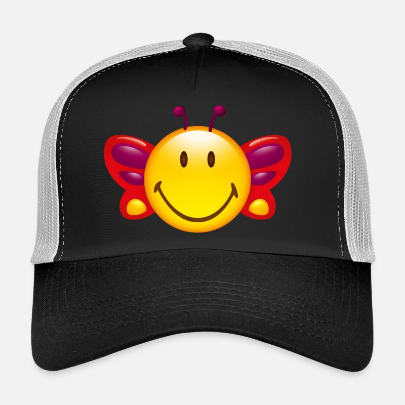 Smiley Butterfly - Trucker Cap - Schwarz/Steingrau