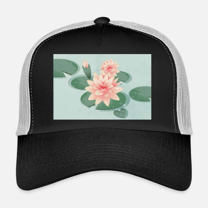 Fleurs de nénuphars avec bourgeon dans l’étang de nénuphars Casquette trucker 