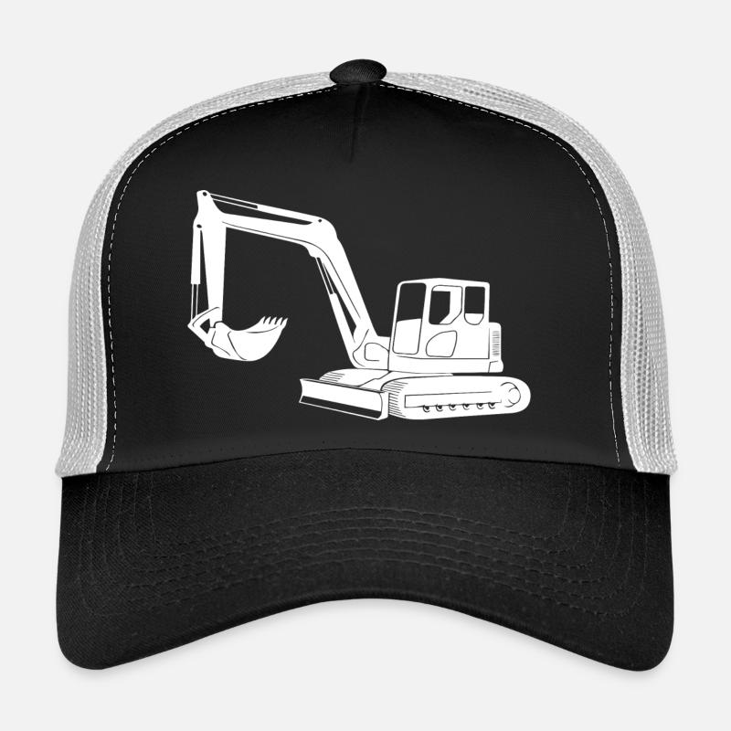 Excavator Driver Silhouette - Construction Equipment Operator Trucker Cap