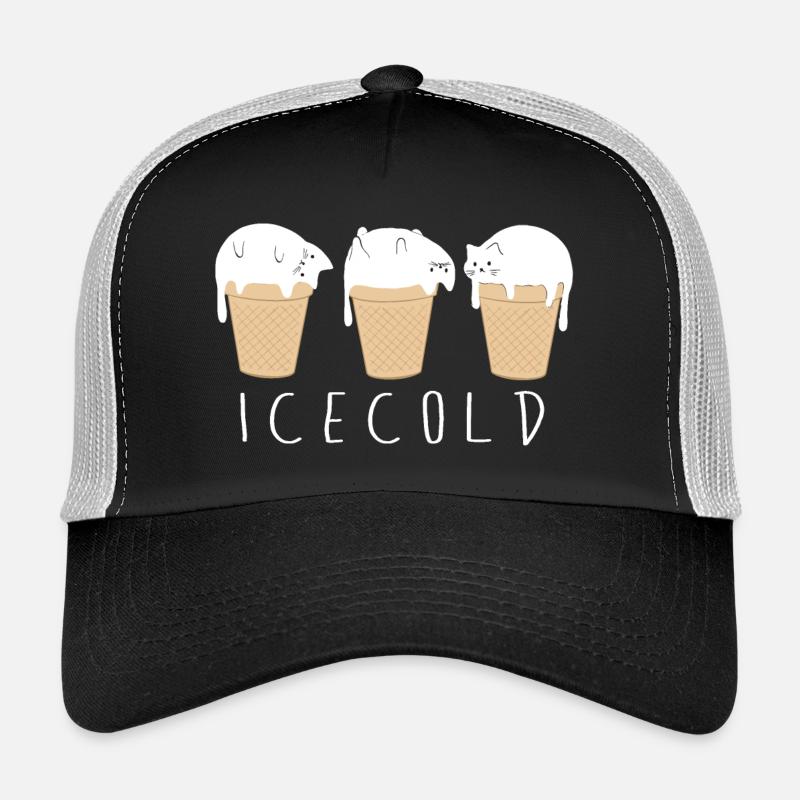icecold katze lustige katze baby eiscreme - Trucker Cap - Schwarz/Steingrau