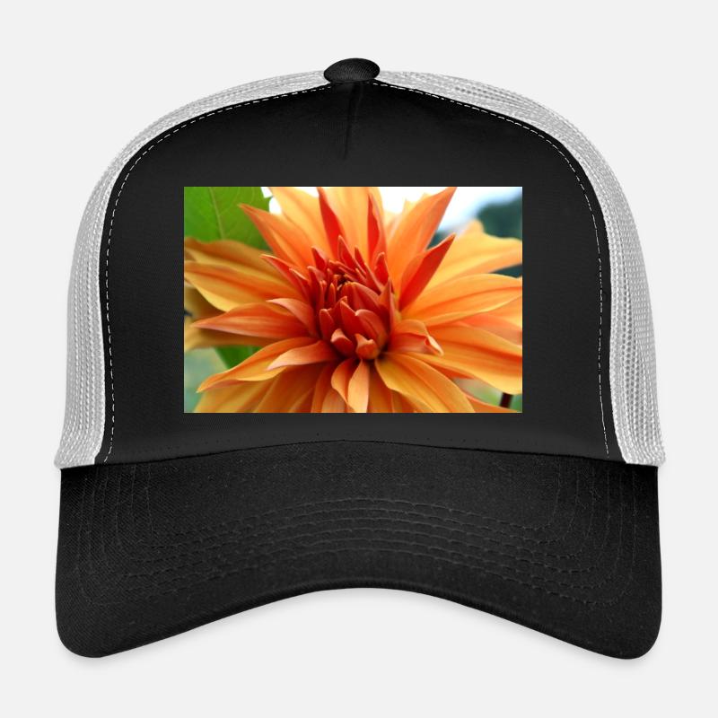 Dahlia Orange Fleur de Saumon, Fleur Casquette trucker 