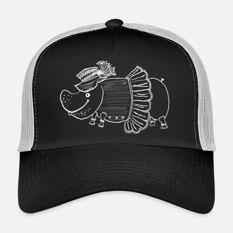 Dame hippopotame avec chapeau et robe Casquette trucker 