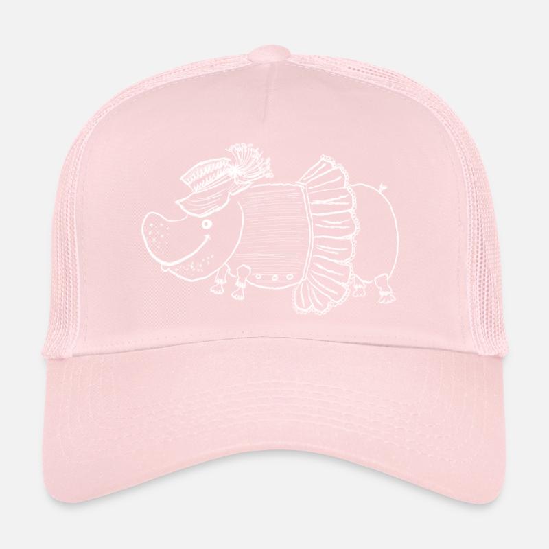 Dame hippopotame avec chapeau et robe Casquette trucker 