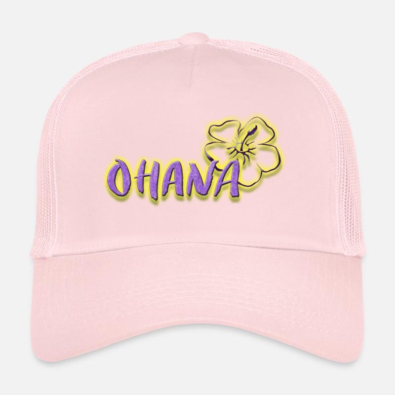 Ohana Fleurs d’hibiscus Logo violet fluo Casquette trucker