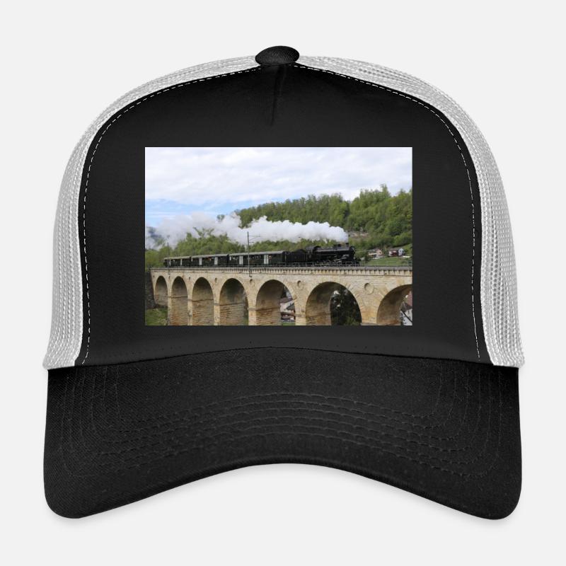 SBB Lok auf Viadukt - Trucker Cap - Schwarz/Steingrau