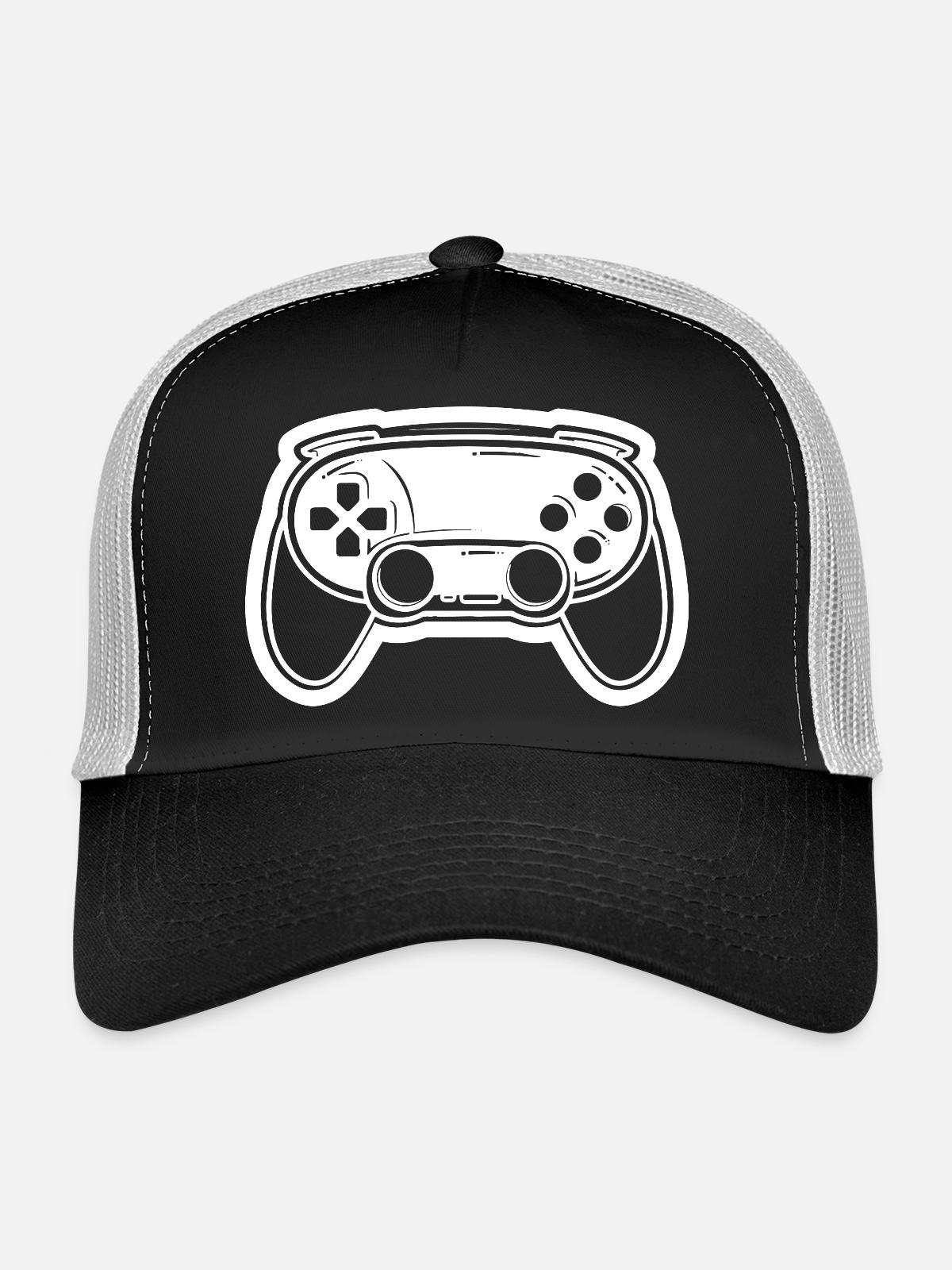 Video Game Controller Drawing - Trucker Cap - black/stone grey - Front