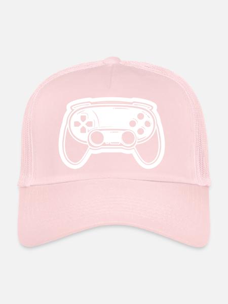 Video Game Controller Drawing - Trucker Cap - pale pink - Front