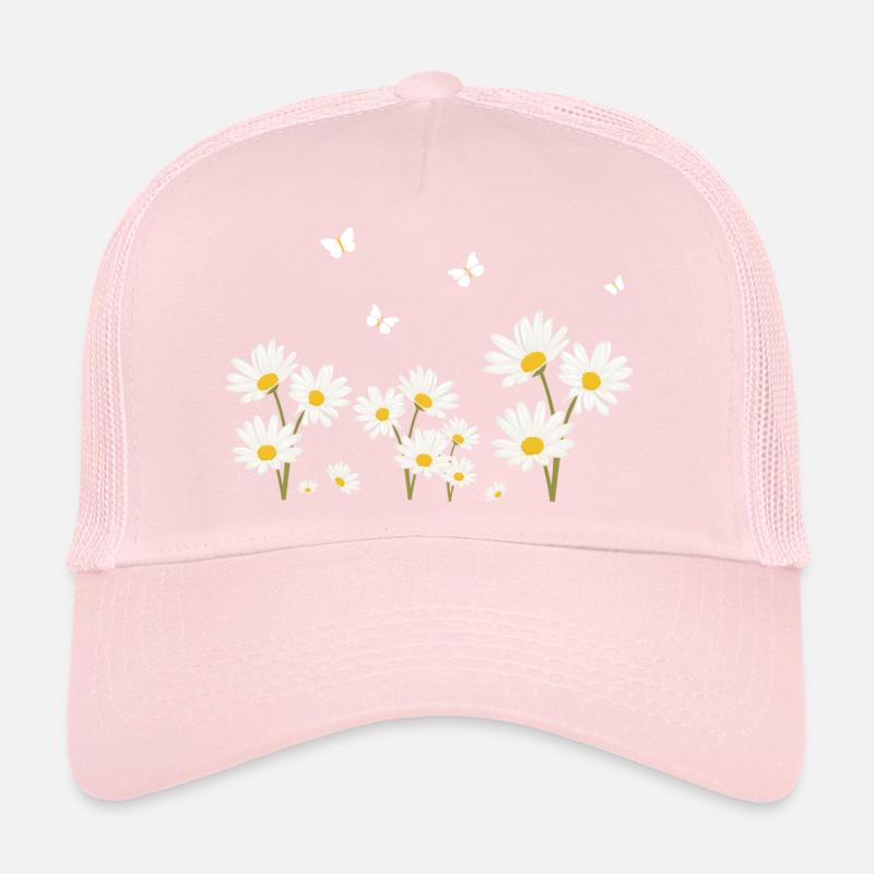 Blumen, Gänseblümchen und Schmetterlinge Trucker Cap