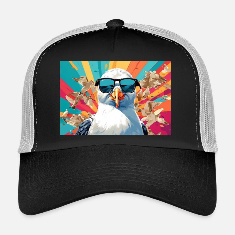 Coole Möwe im Getümmel - Trucker Cap - Schwarz/Steingrau