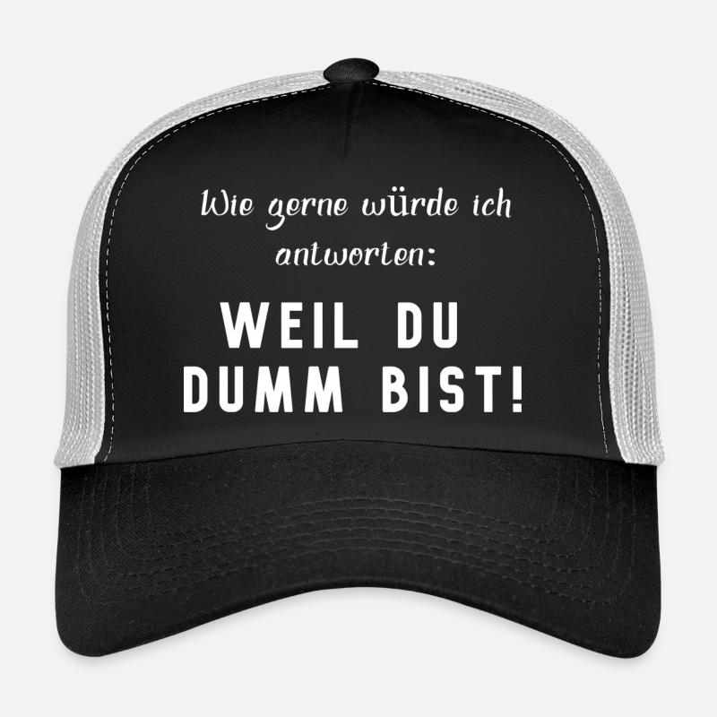 WEIL DU DUMM BIST, lustiger Spruch - Trucker Cap - Schwarz/Steingrau